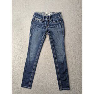 Ariat REAL Denim Whipstitch Skinny Jean Womens 26R Western Distressed Blue